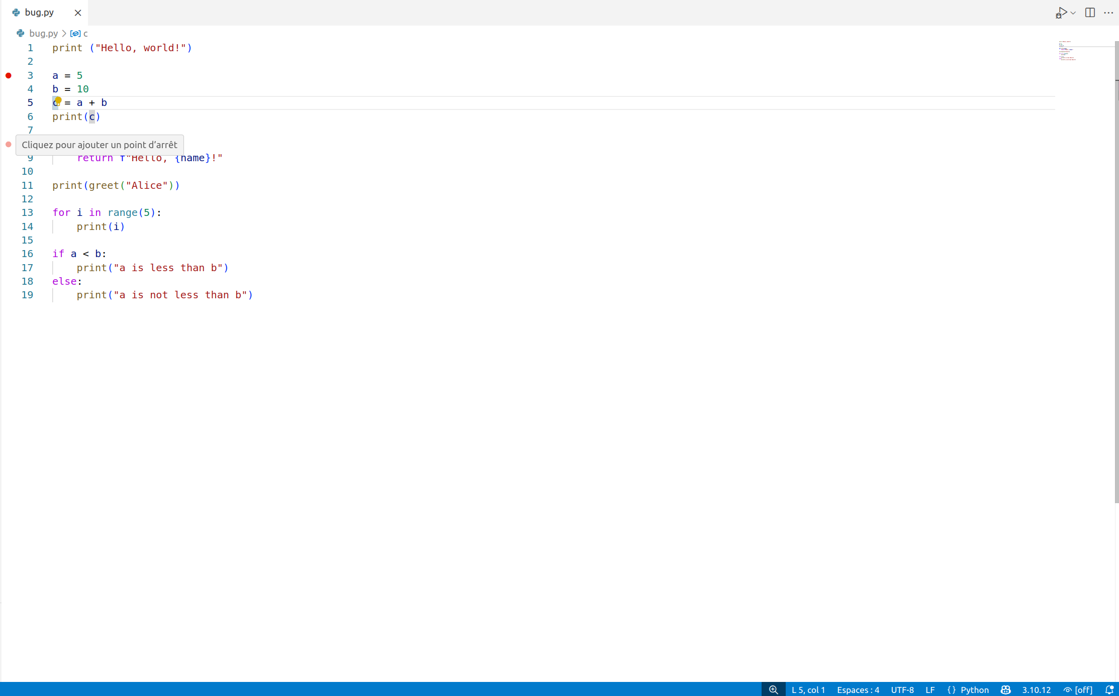 Ajouter un point d'arrêt dans VSCode